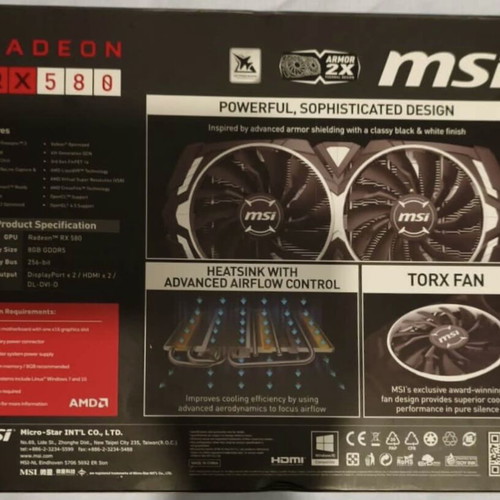 MSI Radeon RX 580 8GB Armor OC used graphics card