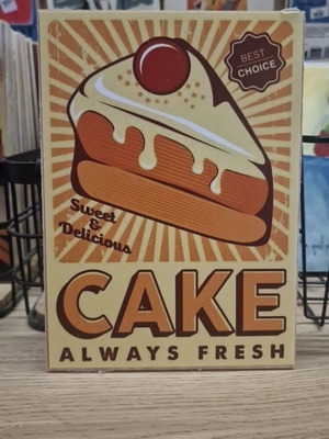 Cake wooden decorative sign like new, 13×18 cm