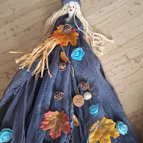 Set of 2 Handmade Decorative Wall Dolls with Ceramic Faces