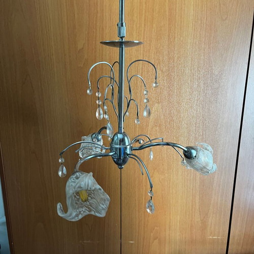 Ceiling light with 3 glass lamps, chrome finish