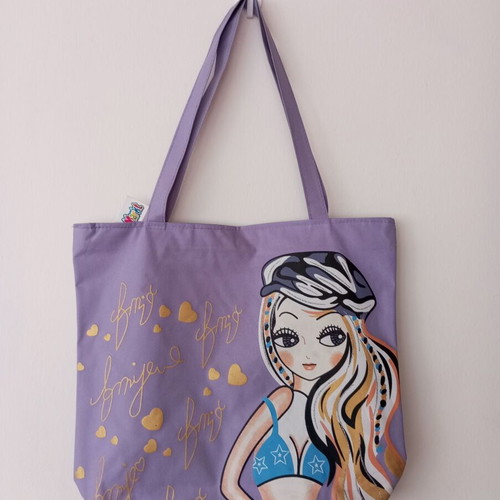 Tote Bag Lilac Shoulder Bag New with Mimi Character Design
