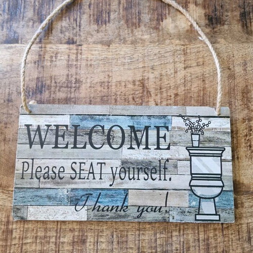 Decorative hanging sign for wc