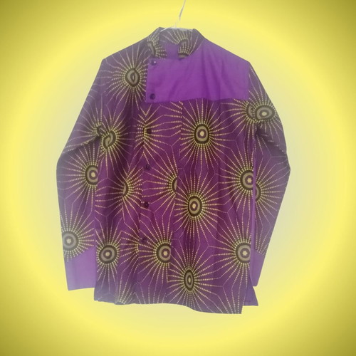 Jacket African Boho Style like new, purple and yellow sun pattern