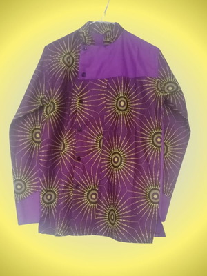 Jacket African Boho Style like new, purple and yellow sun pattern