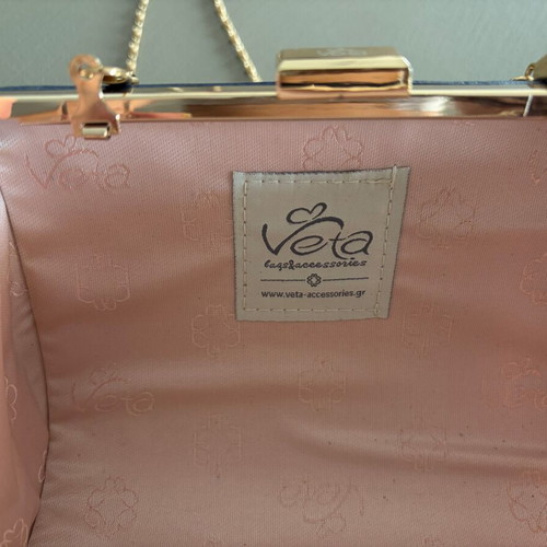 Veta Blue Women's Clutch like new with gold detail