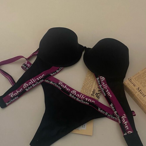 John Galliano black women's underwear set new with push up bra 75C and thong M