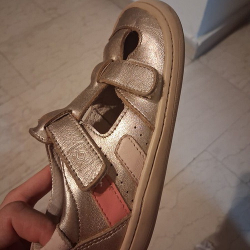 Girls' sandals size 27 like new, leather, pink and gold