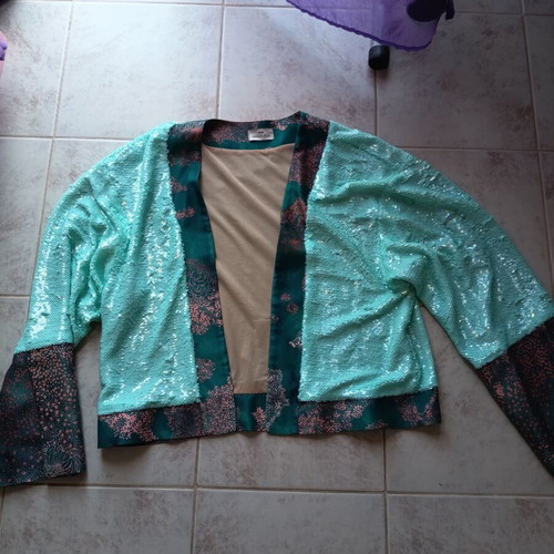 Nidodileda Aqua Sequined Oversized Jacket like new, one size, turquoise
