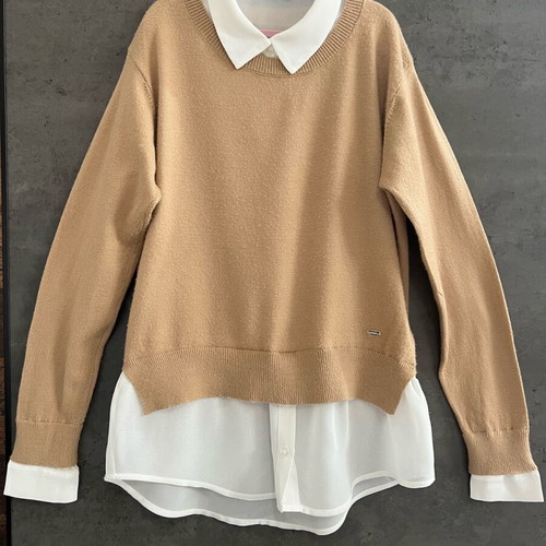 Mayoral girls' blouse like new for ages 9-10 white and beige