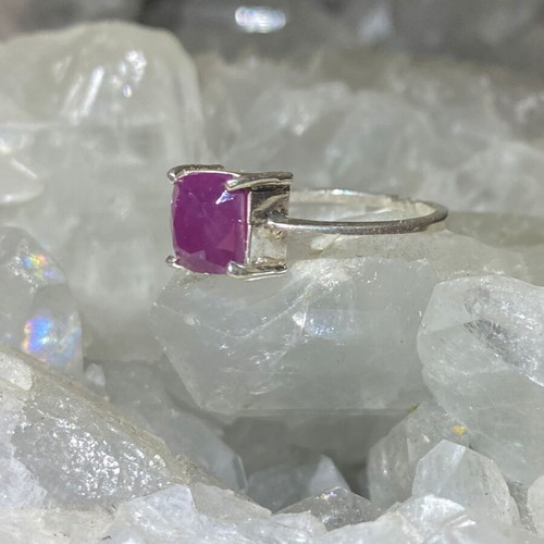 Silver ring with natural ruby new, handmade