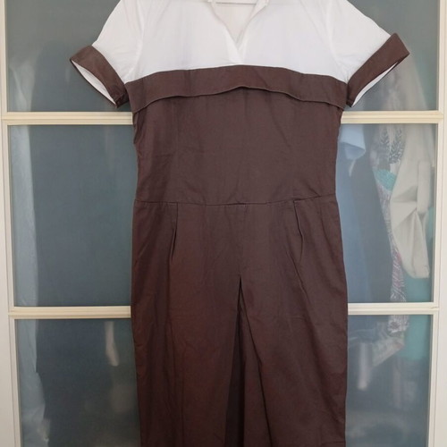 Giovanni dress in white and brown, like new, size L