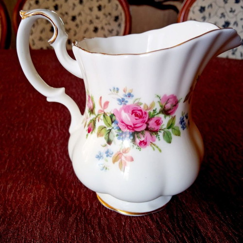 Vintage porcelain milk jug Royal Albert Moss Rose