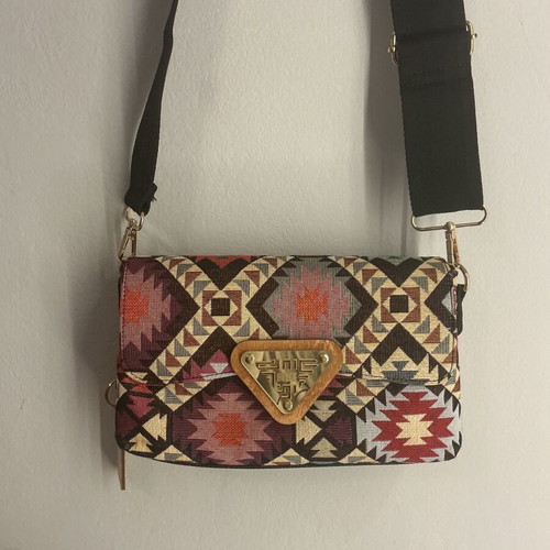 Dolce crossbody bag with ethnic pattern new, multicolor