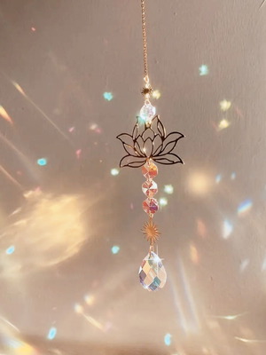 Crystal Lotus hanging suncatcher 40 cm new