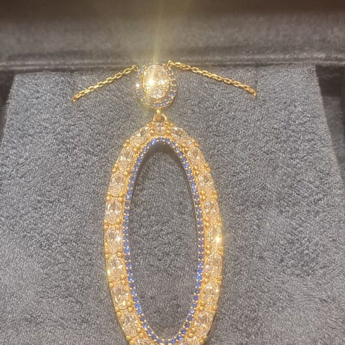 Silver 925 necklace with 24k yellow gold plating and zircon stones