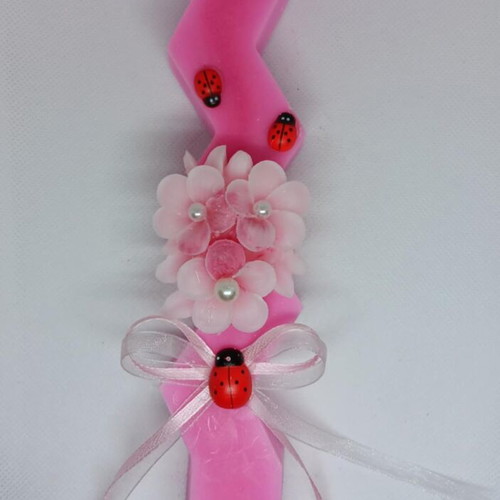 Zig Zag Candle 24 cm handmade with scented flowers