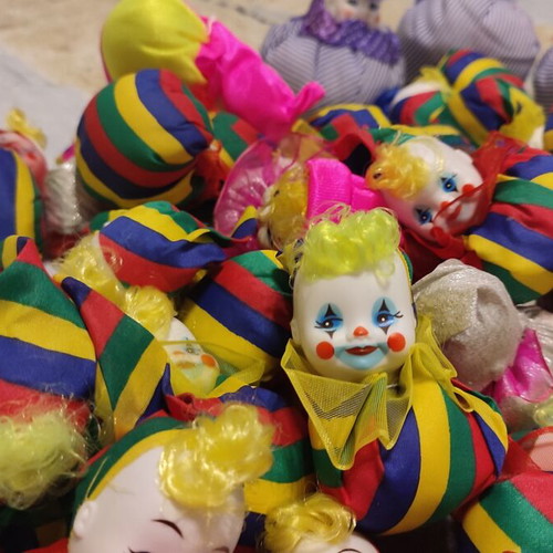 Handmade vintage clown dolls set of 40 from the 1990s