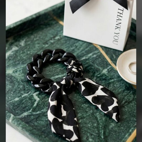 Handmade Muslin Viscose Bracelet with Black Rings, new