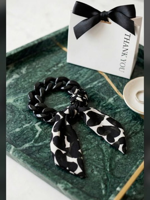 Handmade Muslin Viscose Bracelet with Black Rings, new