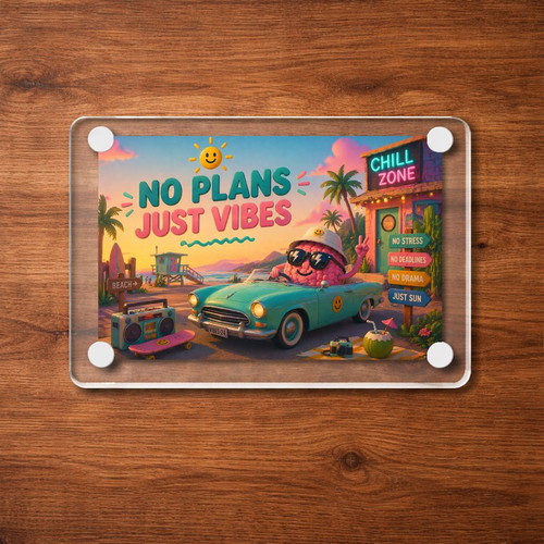 Acrylic fridge magnet No Plans new, summer brainrot meme