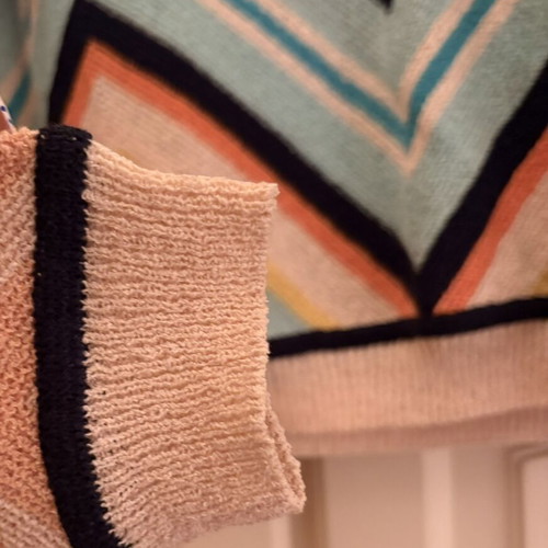 Missoni vintage V-neck sweater, multicolored chevron knit