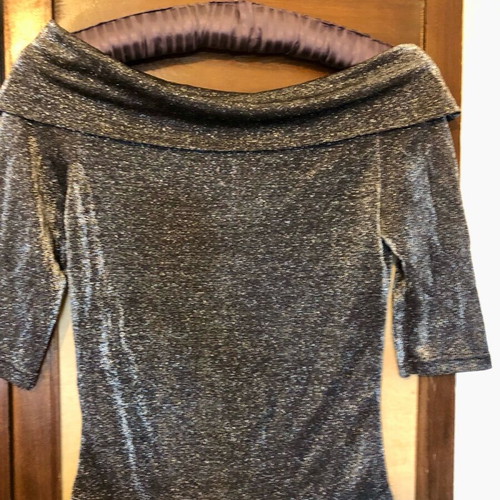 Evening top used, size S, black and silver