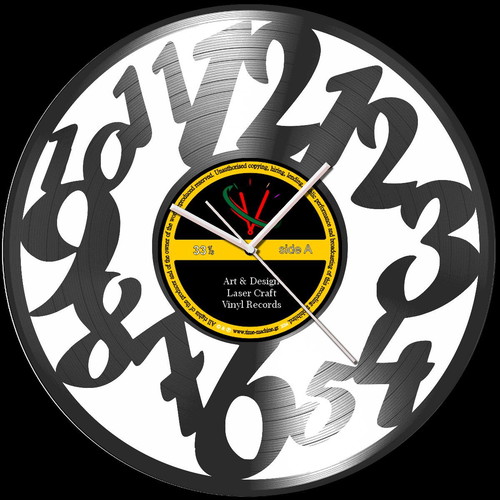Time-machine wall clock new, analog, vinyl record 30x30 cm