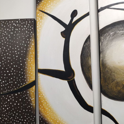 Five-piece painting like new handmade with signature