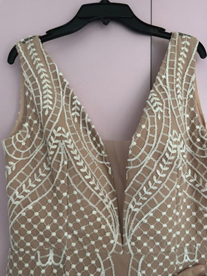 Dk Fragoulis elegant mermaid dress, size 44, white beige