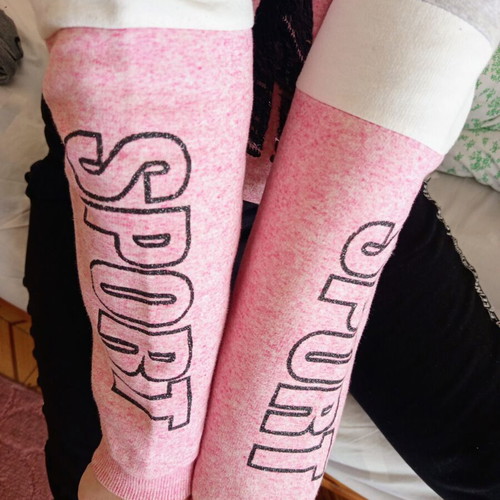 New College girls' sweatshirt used, grey and pink, size 16