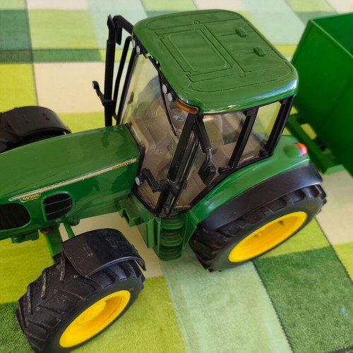 Tractor and tipping trailer toy by ELC, like new, green and yellow