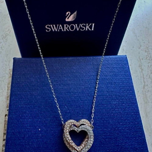 Swarovski heart necklace s925 like new, silver with rhinestones