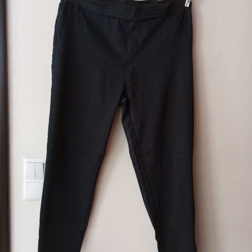 Blue pants with subtle geometric pattern and elastic waist, size L