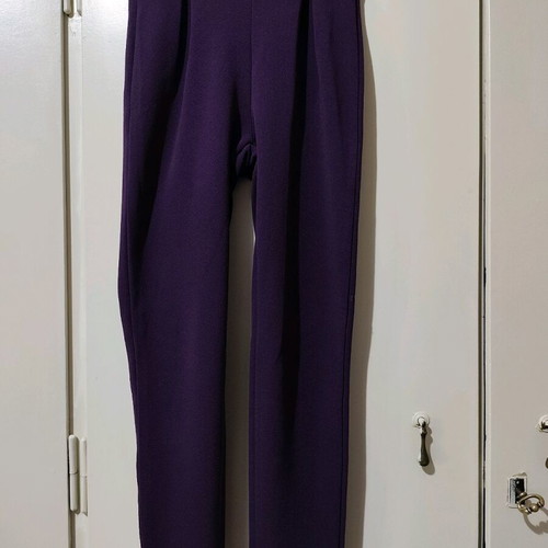 Purple high-waisted pants like new with gold buttons, Petite XXS
