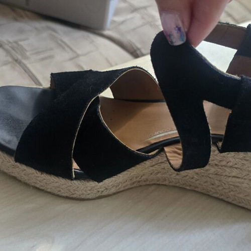 Geox leather sandals used, size 39, 8cm platform, black