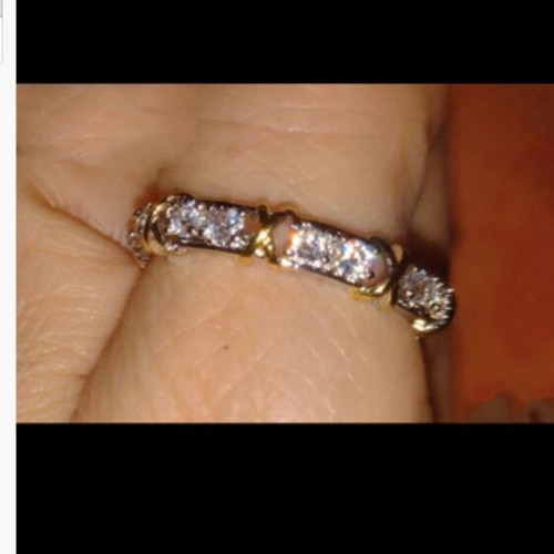 Enigma ring new, gold and silver plated with zirconia