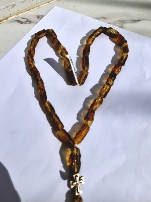 Handmade Baltic amber komboloi, new