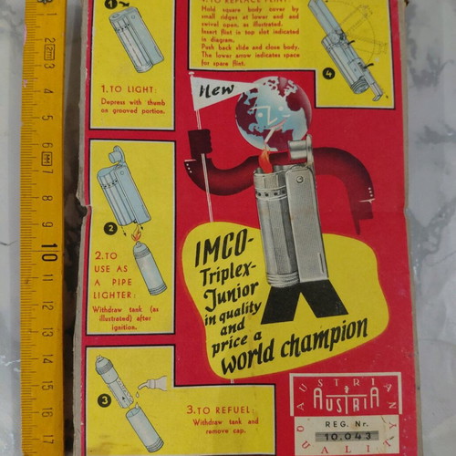 Vintage IMCO paper lighter box used, 1960s