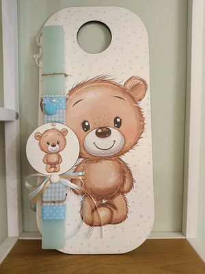 Candle with decorative teddy bear frame for boy new