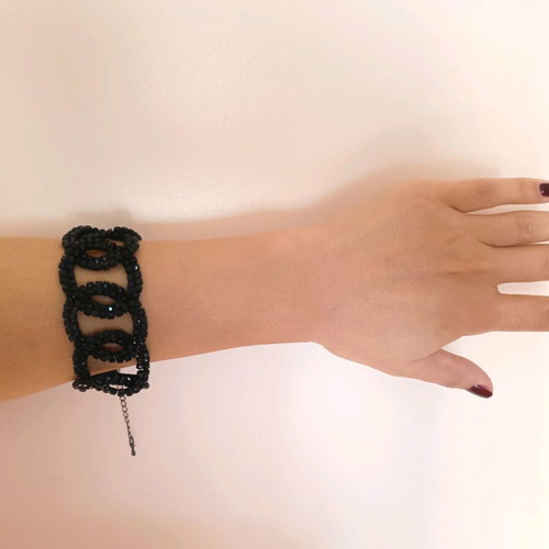 Black evening bracelet like new, large