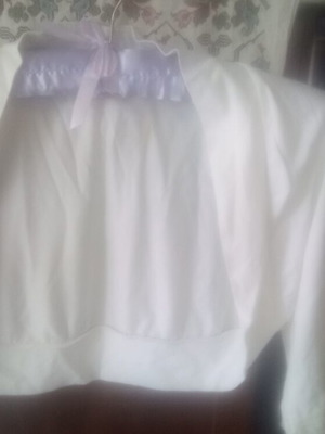 White cardigan with lace sleeves, size 48