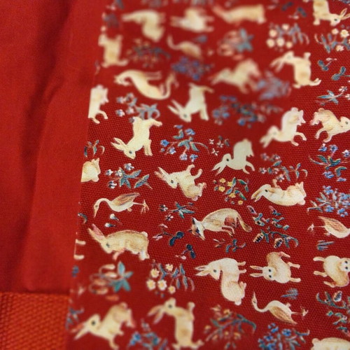 Cotton shoulder bag new, red with pattern from Paris Museum