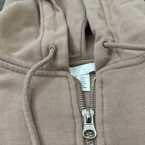 H&M zip-up hoodie sweatshirt, beige, size S