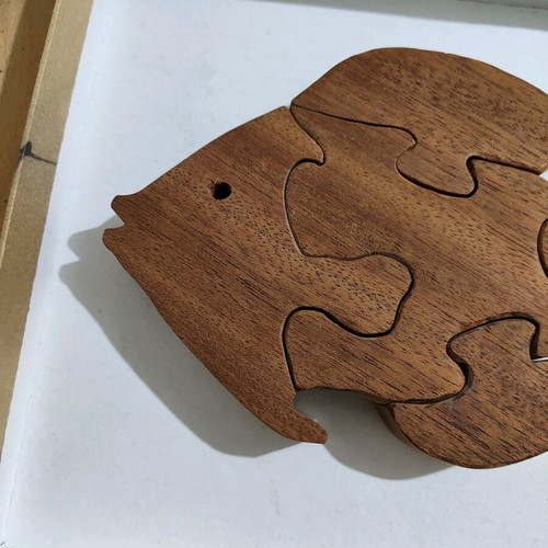 Wooden fish puzzle like new, handmade mahogany