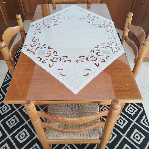 Kitchen dining table with glass top and 4 chairs