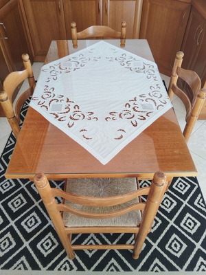 Kitchen dining table with glass top and 4 chairs