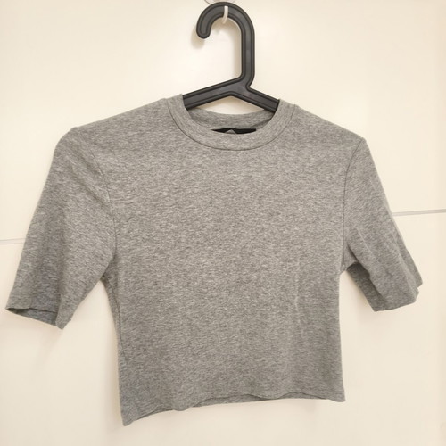 Tally Weijl gray crop top with short sleeves, Small