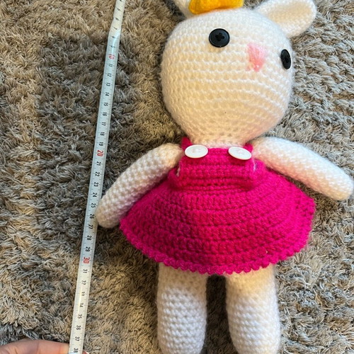 Crocet bunny doll large 38cm like new, handmade