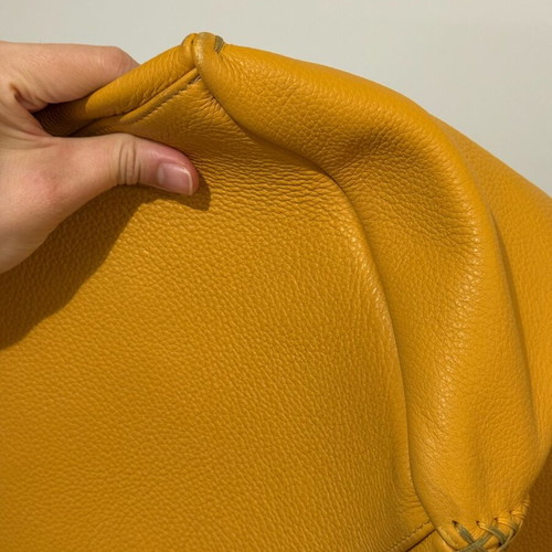 Callista grained leather tote large size used, yellow