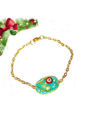 Handmade bracelet lucky charm 2026 with gold steel chain and eye new